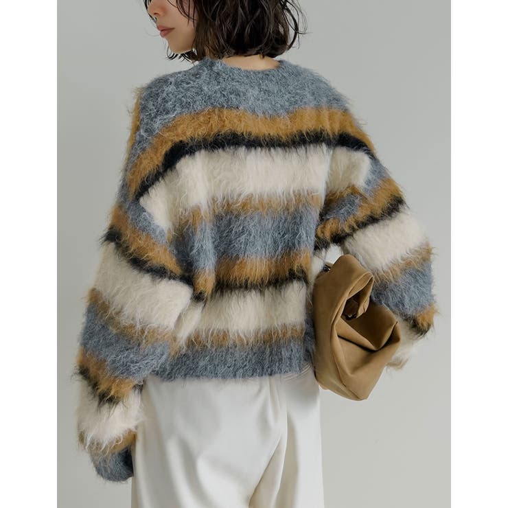 [2025 WINTER COLLECTION]シャギーニットマルチボーダーショ… | Re:EDIT | 詳細画像13 