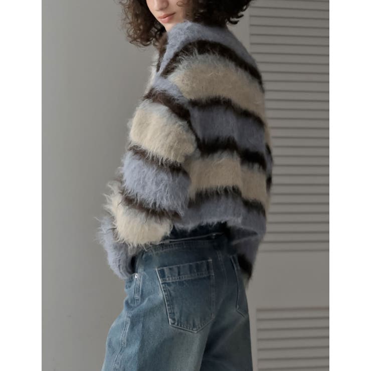 [2025 WINTER COLLECTION]シャギーニットマルチボーダーショ… | Re:EDIT | 詳細画像8 