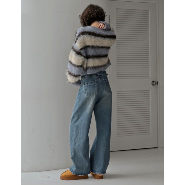 [2025 WINTER COLLECTION]シャギーニットマルチボーダーショ… | Re:EDIT | 詳細画像9 