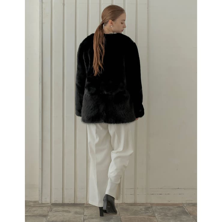 パッチワークボアファーノーカラーミドルコート | Re:EDIT | 詳細画像8 