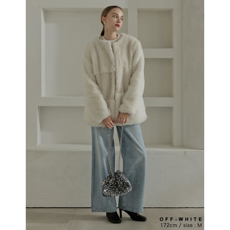 パッチワークボアファーノーカラーミドルコート | Re:EDIT | 詳細画像10 