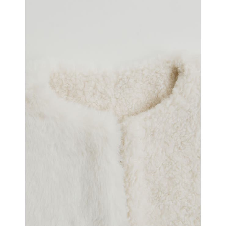 パッチワークボアファーノーカラーミドルコート | Re:EDIT | 詳細画像17 