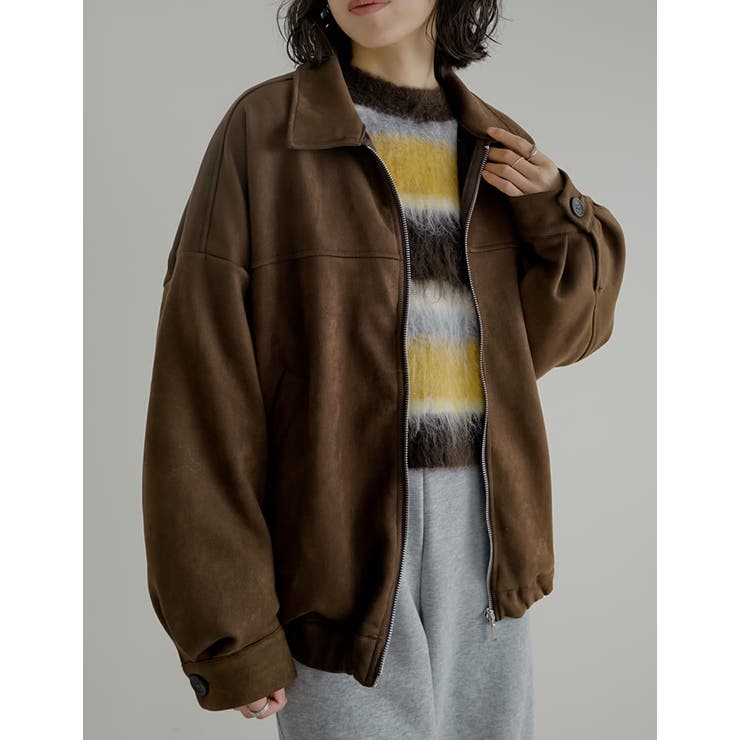 ブラウン(505) | フェイクスウェードジップブルゾン | Re:EDIT