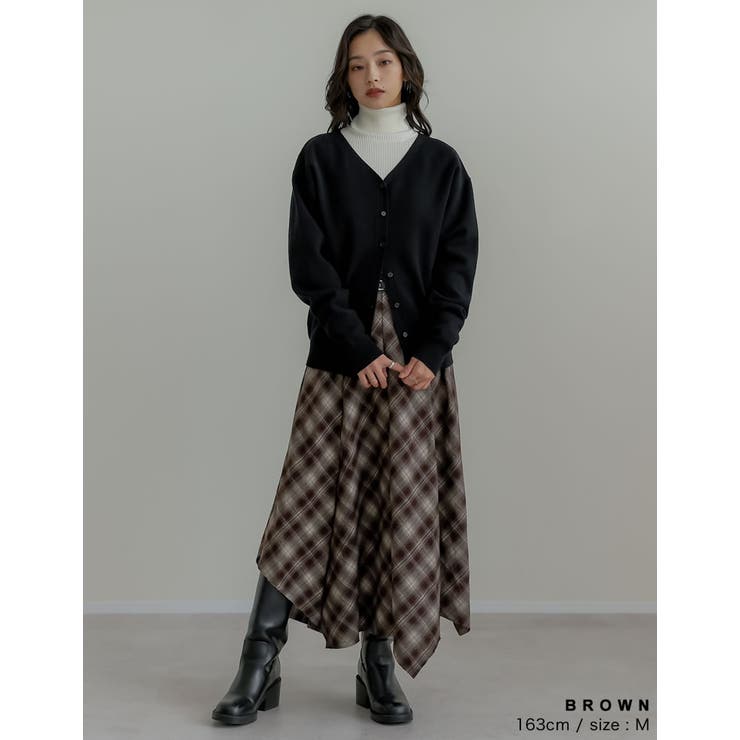 起毛チェック柄アシンメトリースカート | Re:EDIT | 詳細画像10 