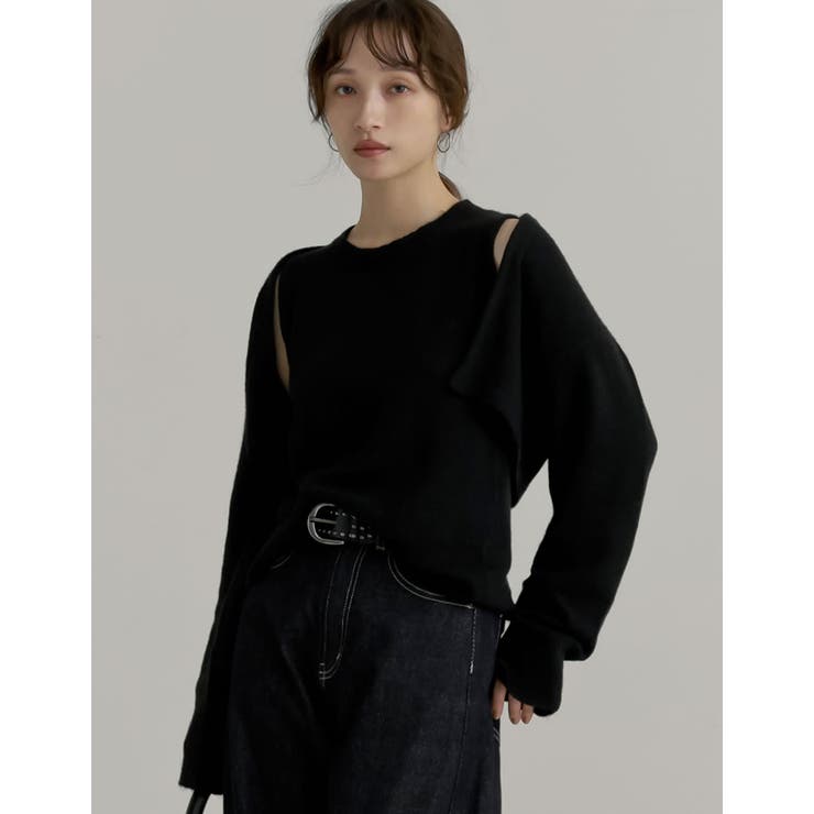 [2点セット]ラクーンライクニットショートボレロ×タンクトップ | Re:EDIT | 詳細画像3 