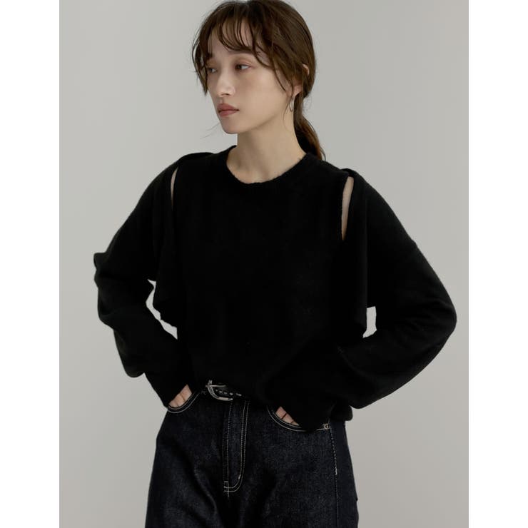 [2点セット]ラクーンライクニットショートボレロ×タンクトップ | Re:EDIT | 詳細画像10 