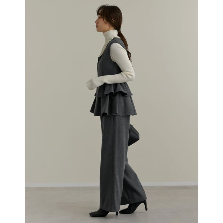 [公式サイト先行販売][洗濯機で洗える]圧縮ウールライクフロントジップペプラムベ… | Re:EDIT | 詳細画像13 