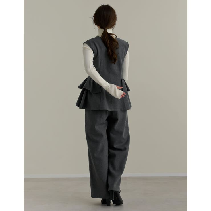 [公式サイト先行販売][洗濯機で洗える]圧縮ウールライクフロントジップペプラムベ… | Re:EDIT | 詳細画像14 