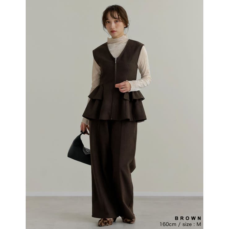 [公式サイト先行販売][洗濯機で洗える]圧縮ウールライクフロントジップペプラムベ… | Re:EDIT | 詳細画像15 