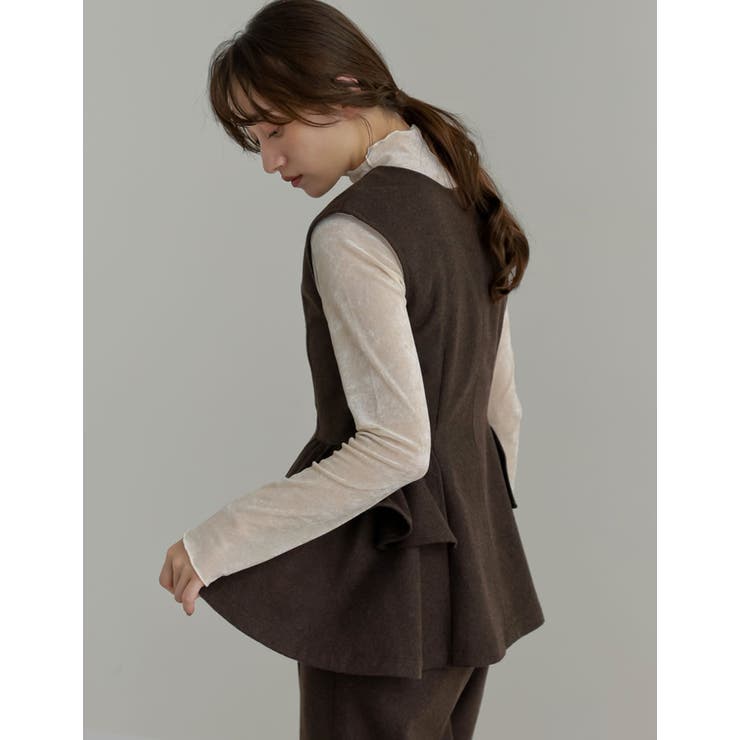 [公式サイト先行販売][洗濯機で洗える]圧縮ウールライクフロントジップペプラムベ… | Re:EDIT | 詳細画像17 