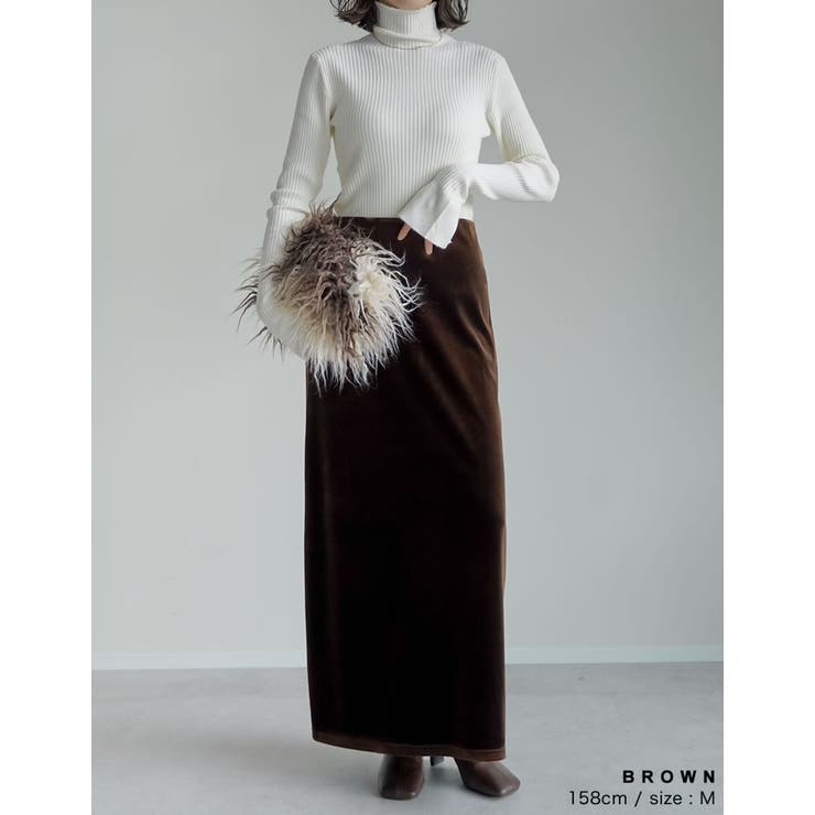 [低身長/高身長サイズ有]無地orドットベロアナロースカート | Re:EDIT | 詳細画像11 