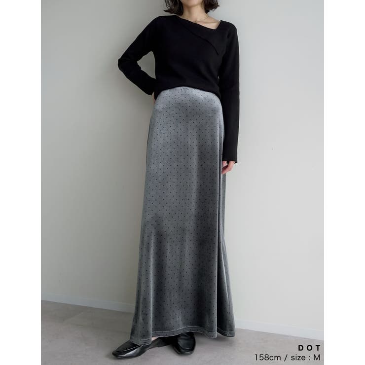 [低身長/高身長サイズ有]無地orドットベロアナロースカート | Re:EDIT | 詳細画像15 