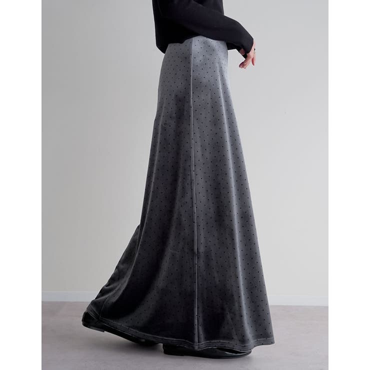 [低身長/高身長サイズ有]無地orドットベロアナロースカート | Re:EDIT | 詳細画像16 