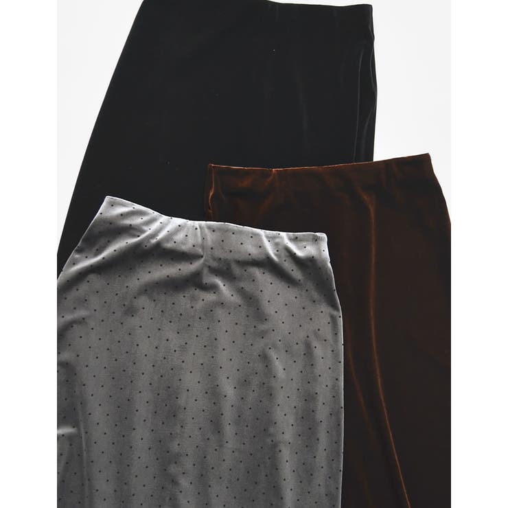 [低身長/高身長サイズ有]無地orドットベロアナロースカート | Re:EDIT | 詳細画像2 