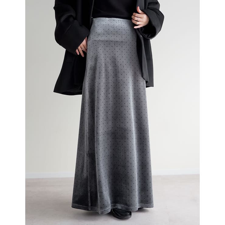[低身長/高身長サイズ有]無地orドットベロアナロースカート | Re:EDIT | 詳細画像5 