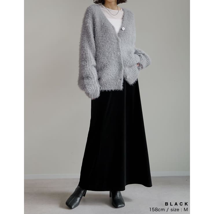 [低身長/高身長サイズ有]無地orドットベロアナロースカート | Re:EDIT | 詳細画像7 