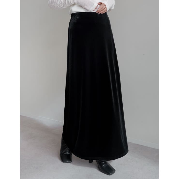 [低身長/高身長サイズ有]無地orドットベロアナロースカート | Re:EDIT | 詳細画像8 