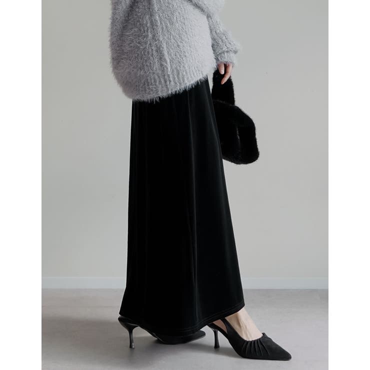 [低身長/高身長サイズ有]無地orドットベロアナロースカート | Re:EDIT | 詳細画像10 