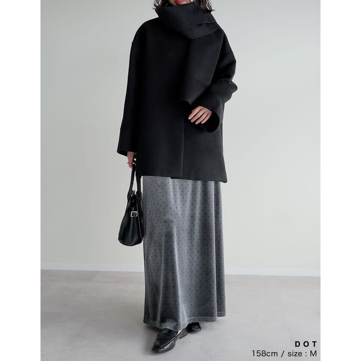[低身長/高身長サイズ有]無地orドットベロアナロースカート | Re:EDIT | 詳細画像21 