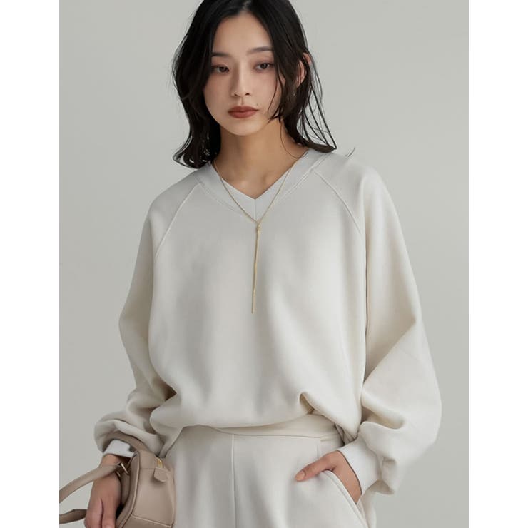 アイボリー(604) | 裏起毛Vネックプルオーバー | Re:EDIT