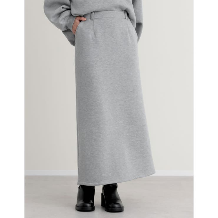 杢グレー(503) | [低身長サイズ有]裏起毛ベルトループ付きタイトスカート | Re:EDIT