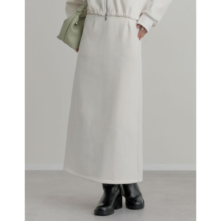 アイボリー(604) | [低身長サイズ有]裏起毛ベルトループ付きタイトスカート | Re:EDIT