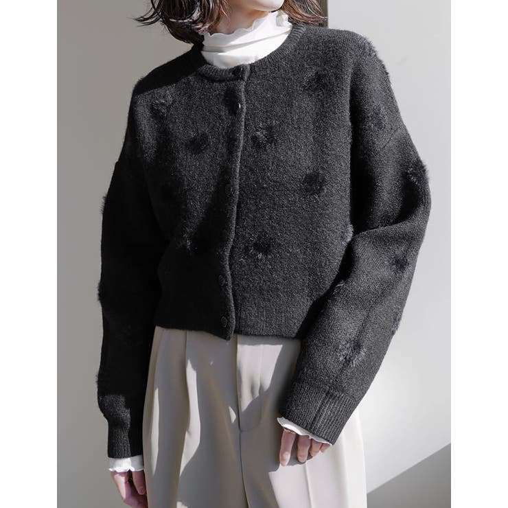 ポルカドットショートニットカーディガン | Re:EDIT | 詳細画像8 