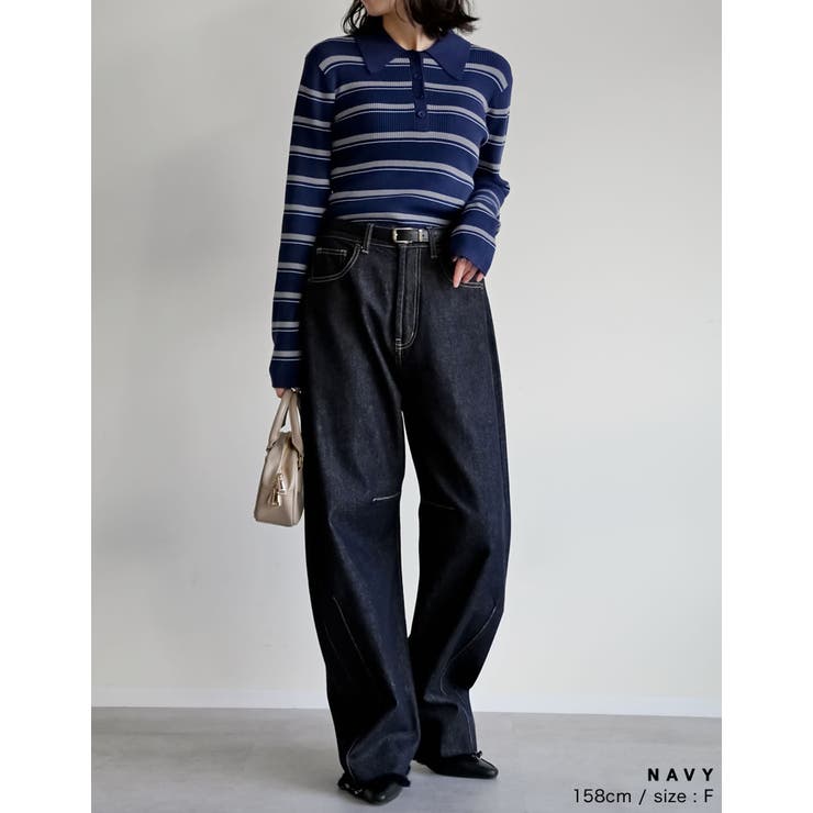 マルチボーダーポロニットトップス | Re:EDIT | 詳細画像16 