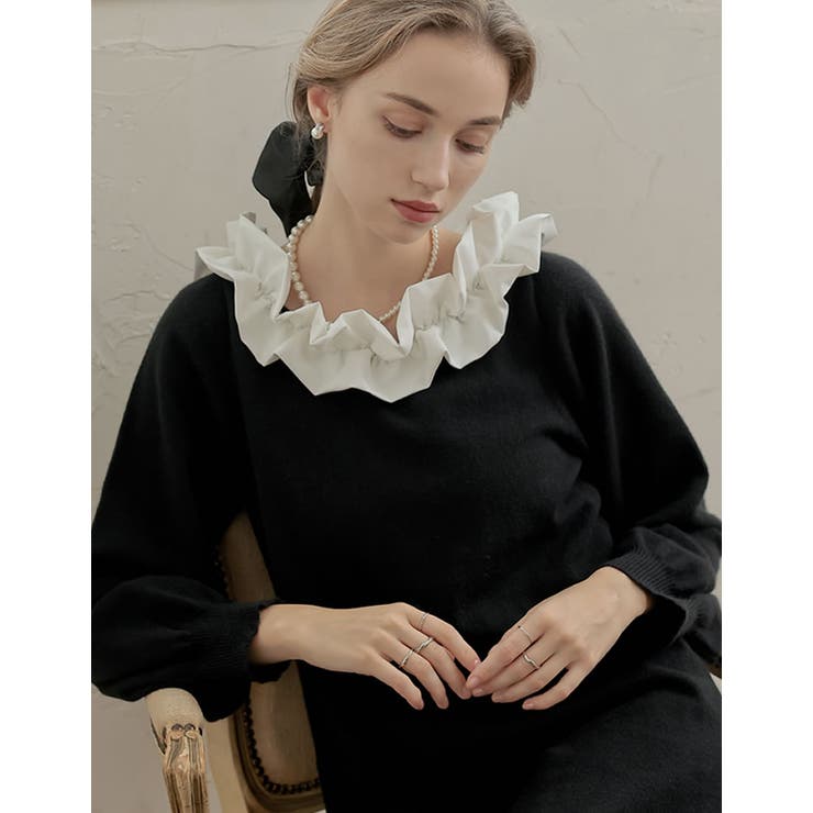 フリルボートネック2WAYニットワンピース | Re:EDIT | 詳細画像12 