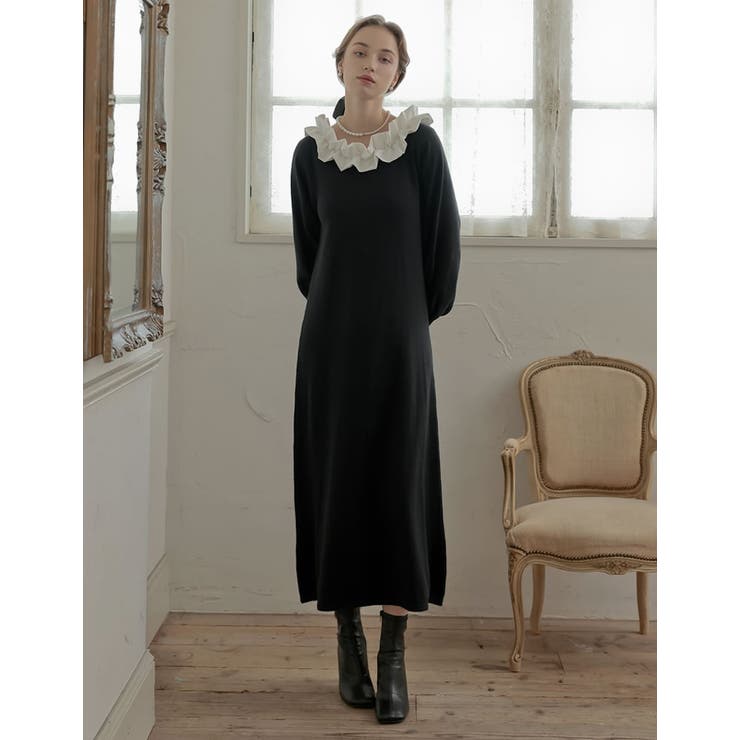 フリルボートネック2WAYニットワンピース | Re:EDIT | 詳細画像3 