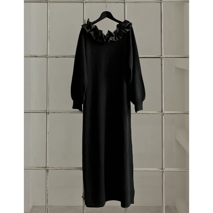 フリルボートネック2WAYニットワンピース | Re:EDIT | 詳細画像4 