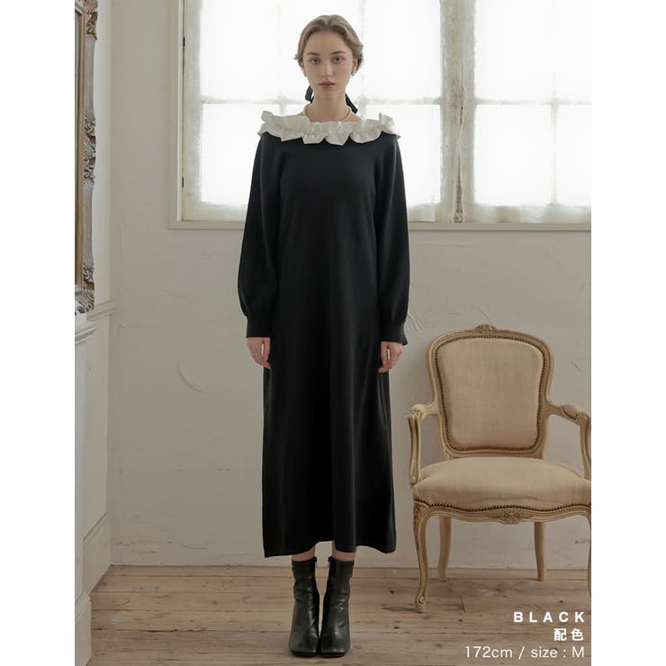 フリルボートネック2WAYニットワンピース | Re:EDIT | 詳細画像8 