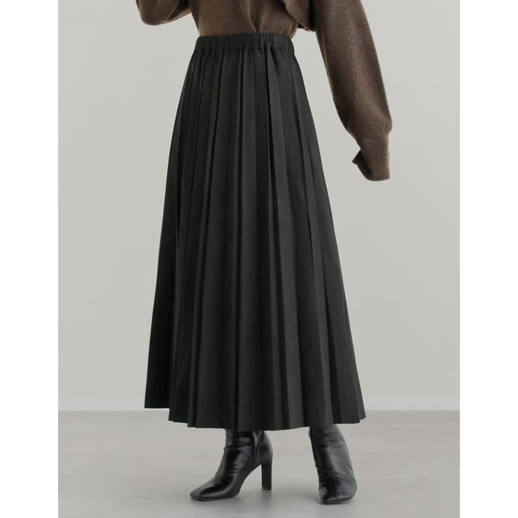 ブラック(501) | フェイクスウェードプリーツスカート | Re:EDIT