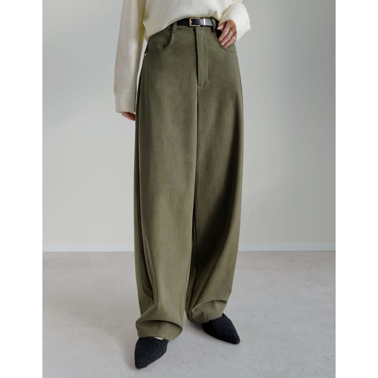 カーキ(709) | [低身長/高身長サイズ有]コーデュロイバレルレッグカーブパンツ | Re:EDIT