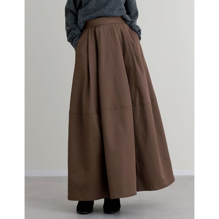 ブラウン(505) | ツイルタックコクーンスカート | Re:EDIT