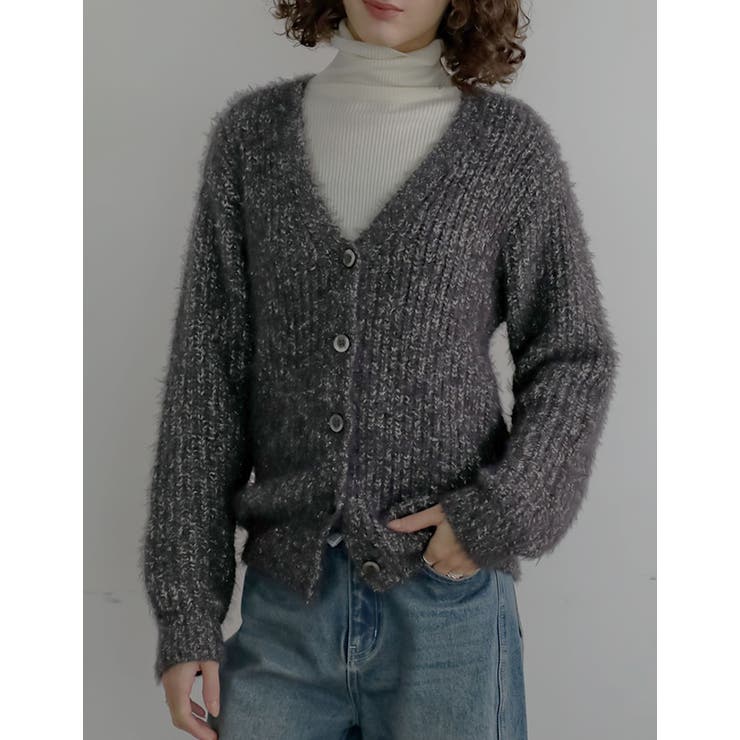 シャイニーミックスニットカーディガン | Re:EDIT | 詳細画像3 