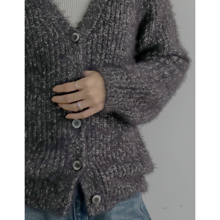 シャイニーミックスニットカーディガン | Re:EDIT | 詳細画像8 