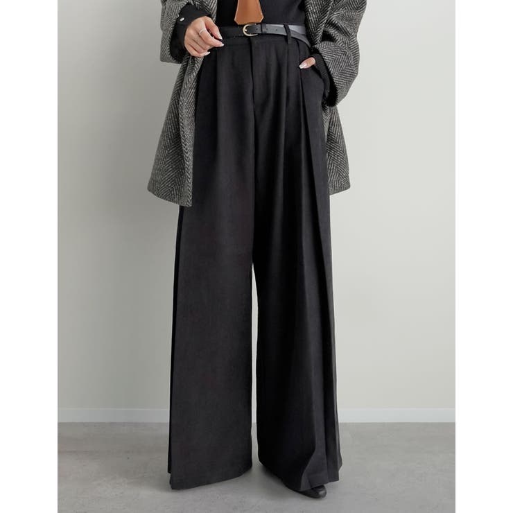 微起毛ツイルタックプリーツワイドパンツ | Re:EDIT | 詳細画像11 