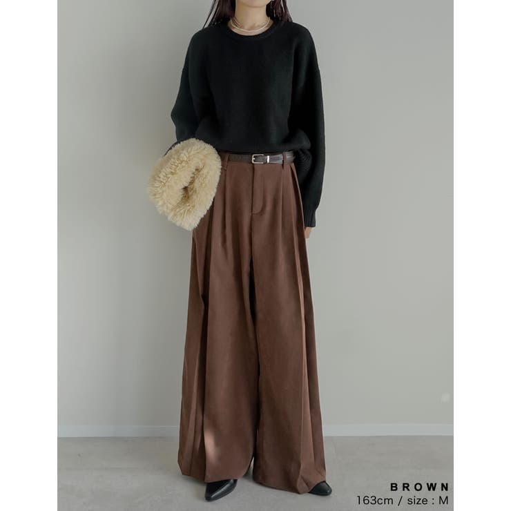 微起毛ツイルタックプリーツワイドパンツ | Re:EDIT | 詳細画像14 