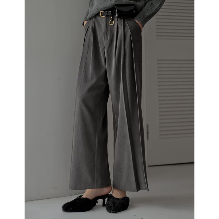 微起毛ツイルタックプリーツワイドパンツ | Re:EDIT | 詳細画像2 