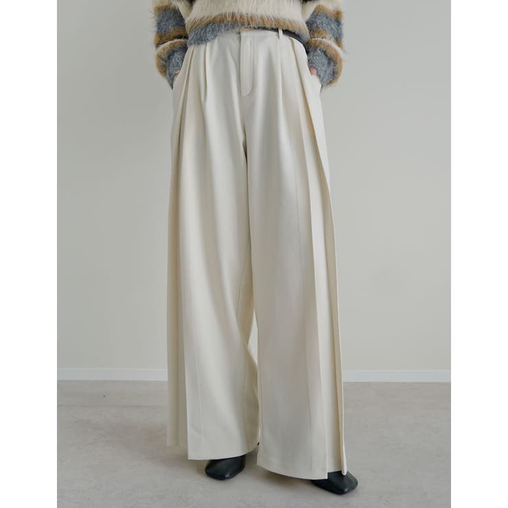 微起毛ツイルタックプリーツワイドパンツ | Re:EDIT | 詳細画像4 