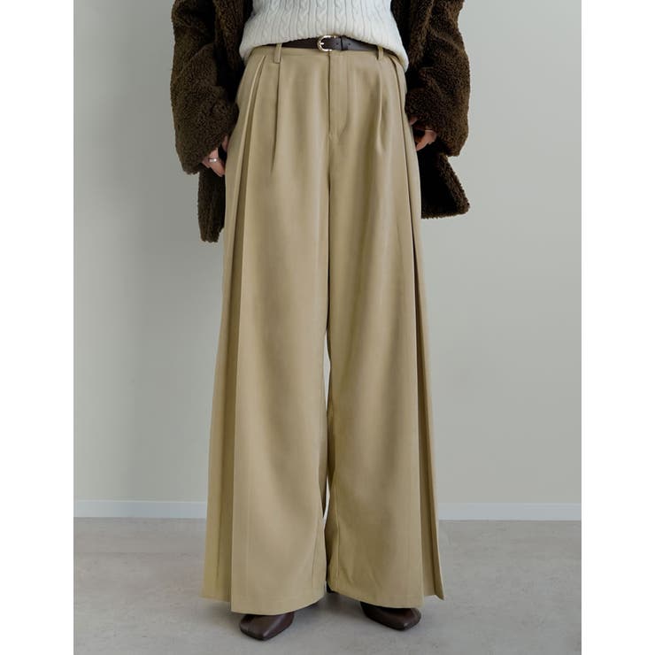 微起毛ツイルタックプリーツワイドパンツ | Re:EDIT | 詳細画像6 