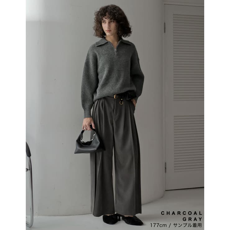 微起毛ツイルタックプリーツワイドパンツ | Re:EDIT | 詳細画像8 