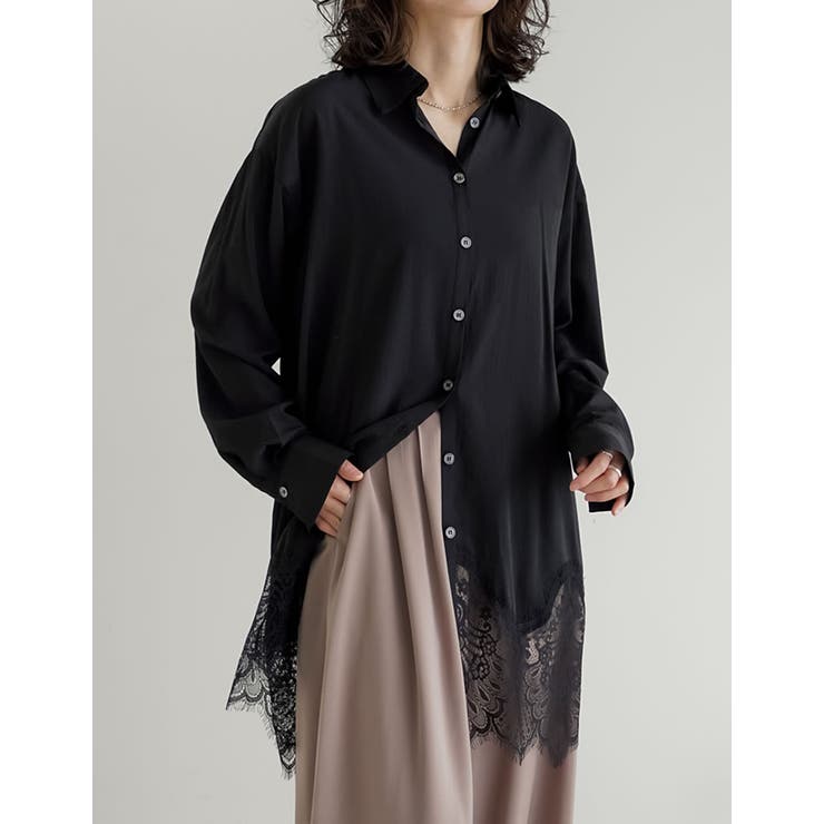 [2026S S COLLECTION]裾ランダムレースポプリンチュニックシャツ | Re:EDIT | 詳細画像12 