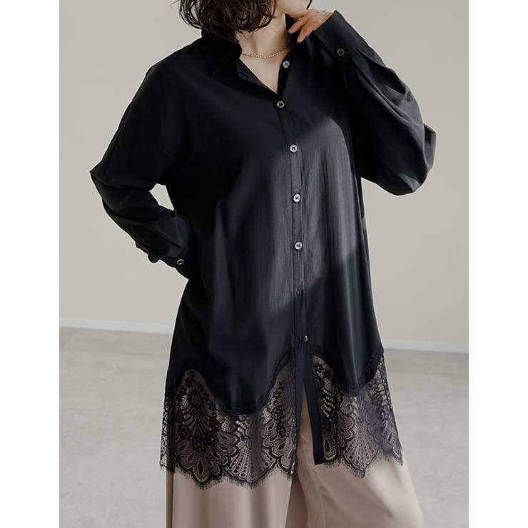 [2026S S COLLECTION]裾ランダムレースポプリンチュニックシャツ | Re:EDIT | 詳細画像4 