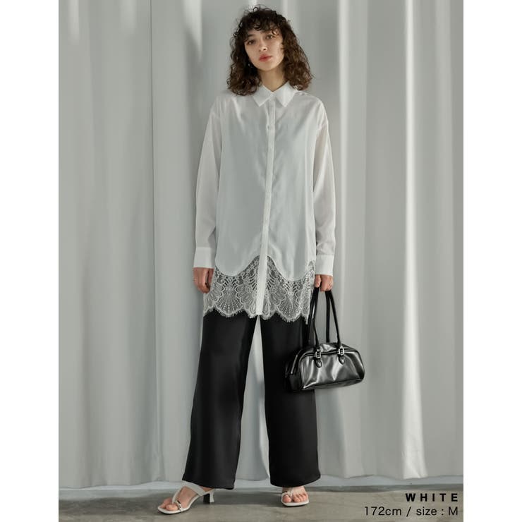 [2026S S COLLECTION]裾ランダムレースポプリンチュニックシャツ | Re:EDIT | 詳細画像6 