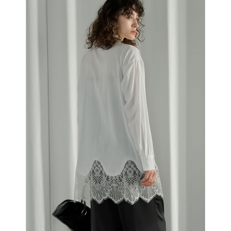 [2026S S COLLECTION]裾ランダムレースポプリンチュニックシャツ | Re:EDIT | 詳細画像7 