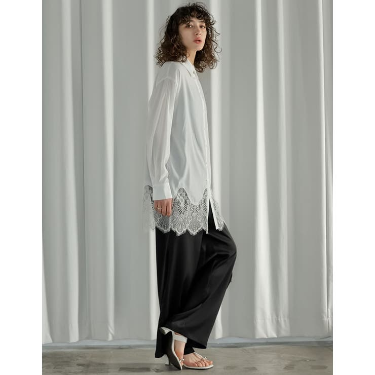 [2026S S COLLECTION]裾ランダムレースポプリンチュニックシャツ | Re:EDIT | 詳細画像8 