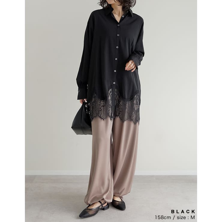 [2026S S COLLECTION]裾ランダムレースポプリンチュニックシャツ | Re:EDIT | 詳細画像9 