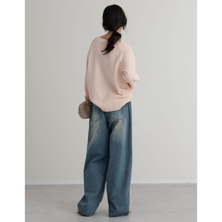 [低身長 高身長サイズ有]コットンデニムメタルストーン付きワイドストレートパンツ | Re:EDIT | 詳細画像8 